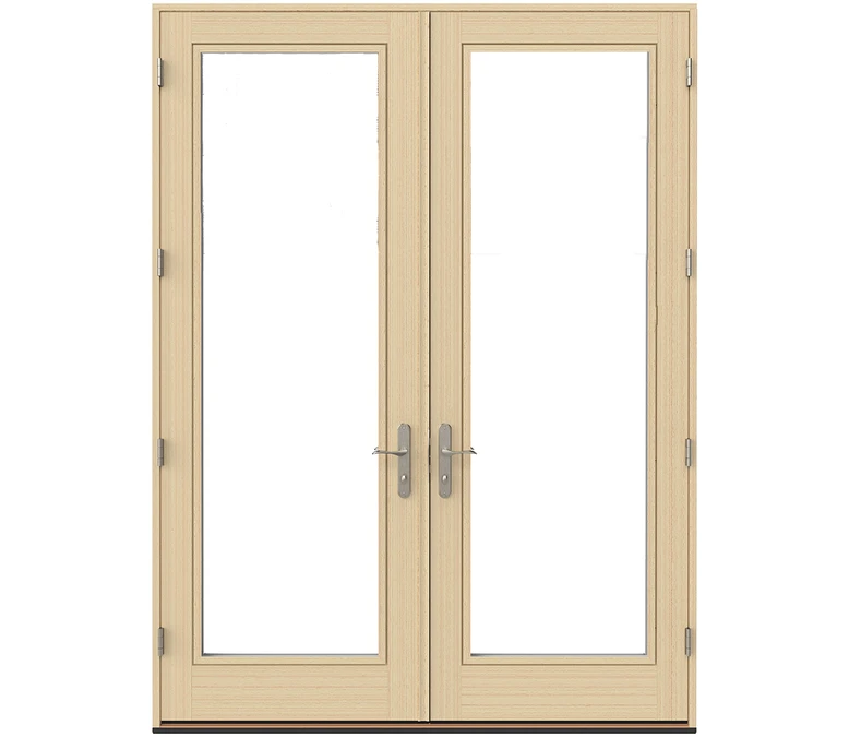 Bismarck Pella Lifestyle Series Wood Double Hinged Patio Doors